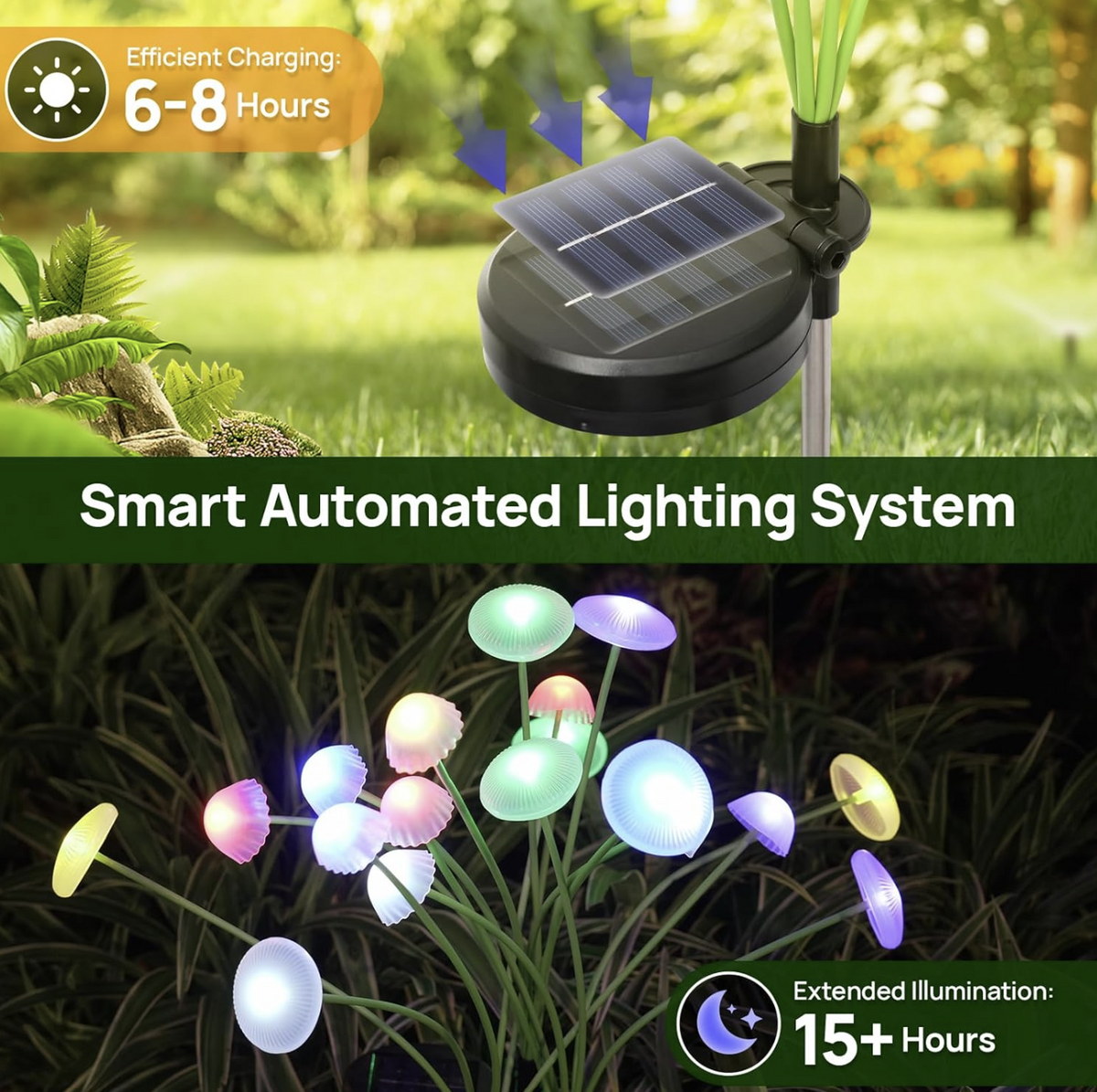 Set 2 Lampi Solare Decorative Jellyfish Multicolor, 6 LED-uri, Efect Meduza, Aprindere Automata
