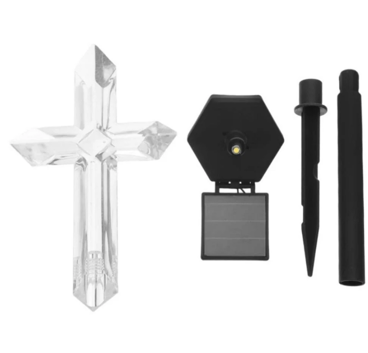 Set 4 Cruci Solare Decorative LED Alb Cald pentru Gradina si Cimitir – Iluminare Automata
