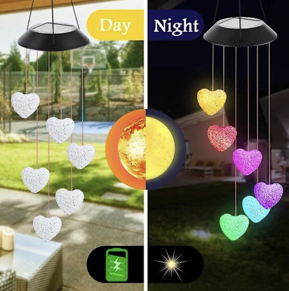 Set 2 X Clopotei De Vant Cu Incarcare  Solara , Fluturi , Colibri , Inimi