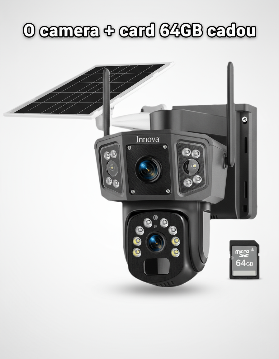 Camera Supraveghere Solara Dubla INNOVA WIFI , 6MP , Full HD, PTZ 360°, baterie 12000mAh , 3 ani garantie