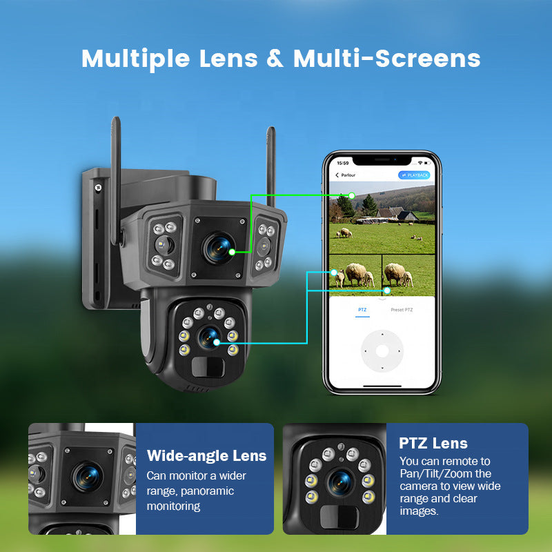 Set 2 x Camera Supraveghere Solara Dubla INNOVA 4G , 6MP , Full HD, PTZ 360°, baterie 12000mAh, 3 ani garantie