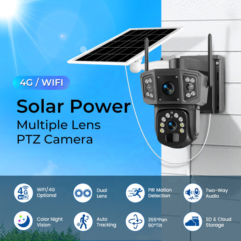 Set 2 x Camera Supraveghere Solara Dubla INNOVA 4G , 6MP , Full HD, PTZ 360°, baterie 12000mAh, 3 ani garantie