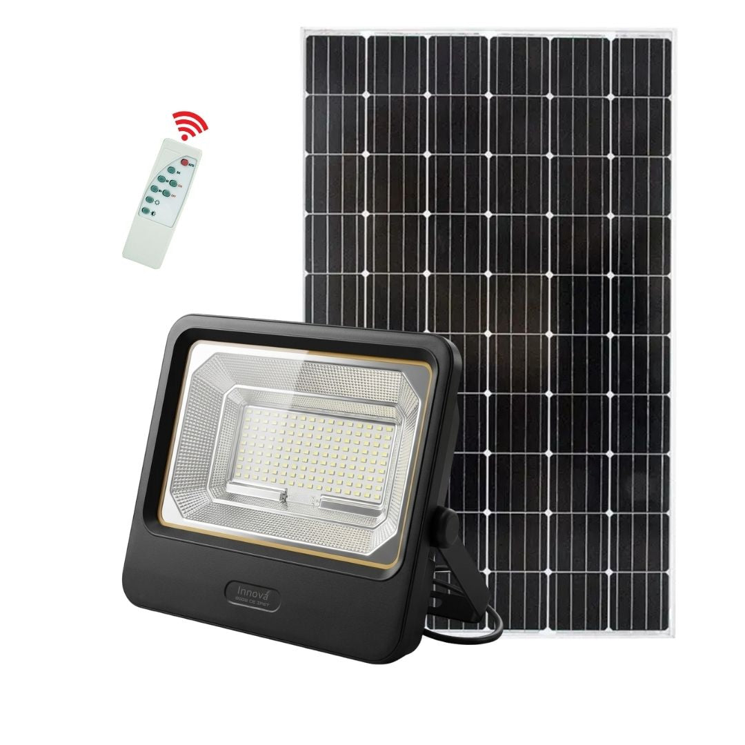 Proiector Solar LED 600W/800W/1000W Innova Smart Home Cyborg, IP67, Panou Solar 35x29 cm și Telecomandă