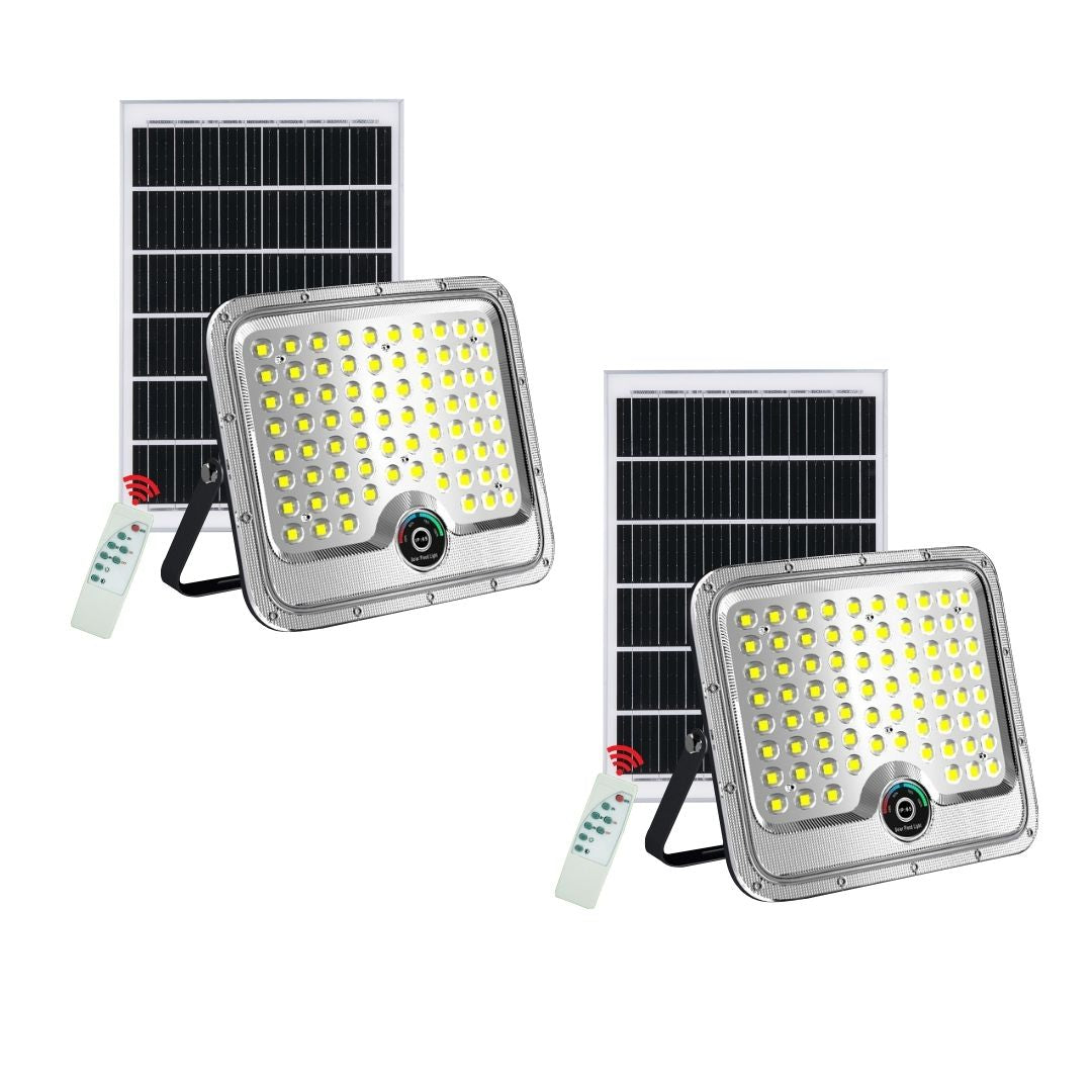Set 2 Proiectoare Solare LED 600W Innova Smart Home Hall, IP67, Panouri Solare 35x35 cm și Telecomenzi