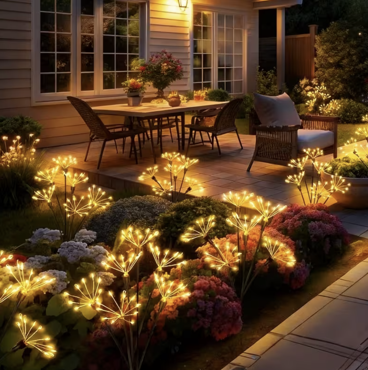 Set 2 Lampi Solare Decorative de Gradina Tip Papadie, 72 cm, 6 Ramuri Flexibile, 60 LED , Lumina Alb Cald