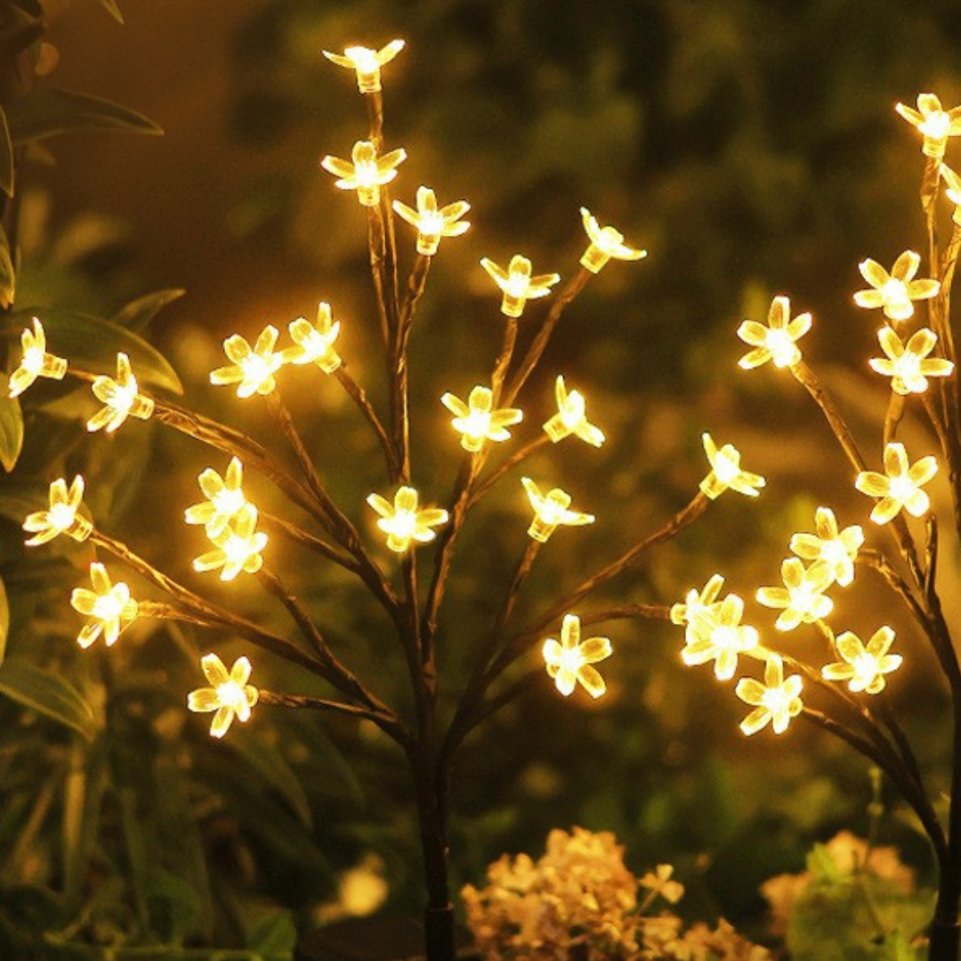 Set 4 Lampi Solare Decorative Ramura cu Flori LED, 65cm, IP66